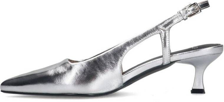 Manfield leren slingback pumps zilver