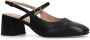 Manfield Dames Zwarte leren slingbacks - Thumbnail 4