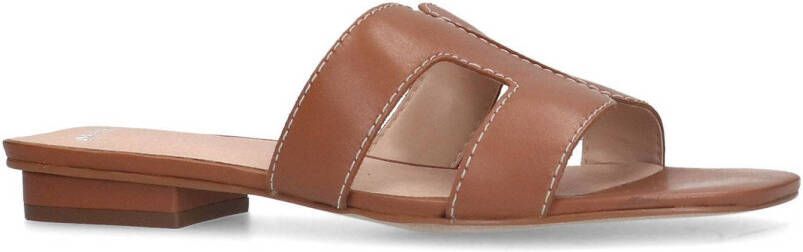 Manfield leren muiltjes cognac