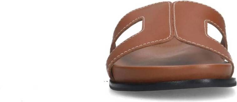 Manfield leren slippers cognac