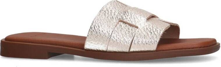 Manfield leren slippers goud