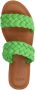 Manfield Dames Groene leren slippers met gevlochten bandjes - Thumbnail 2