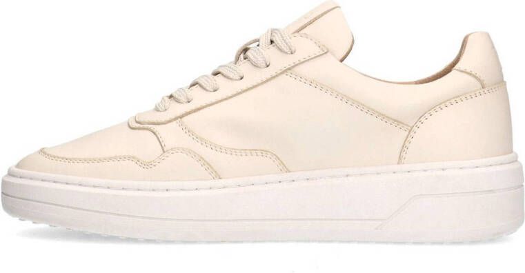 Manfield leren sneakers beige