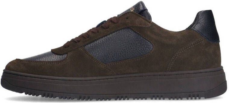 Manfield leren sneakers donkerbruin