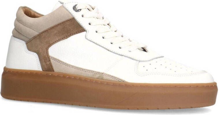 Manfield leren sneakers wit beige