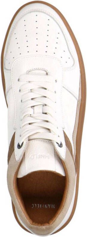 Manfield leren sneakers wit beige