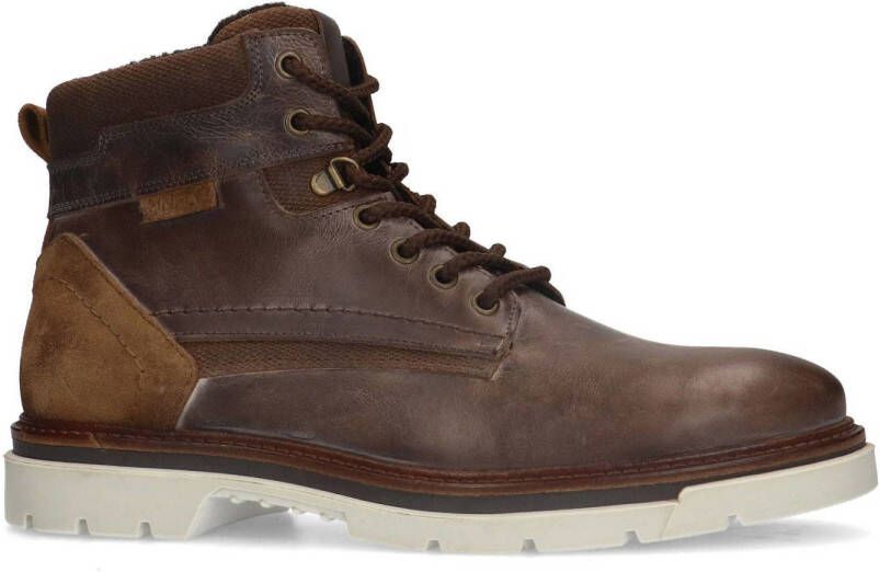 Manfield leren veterboots bruin