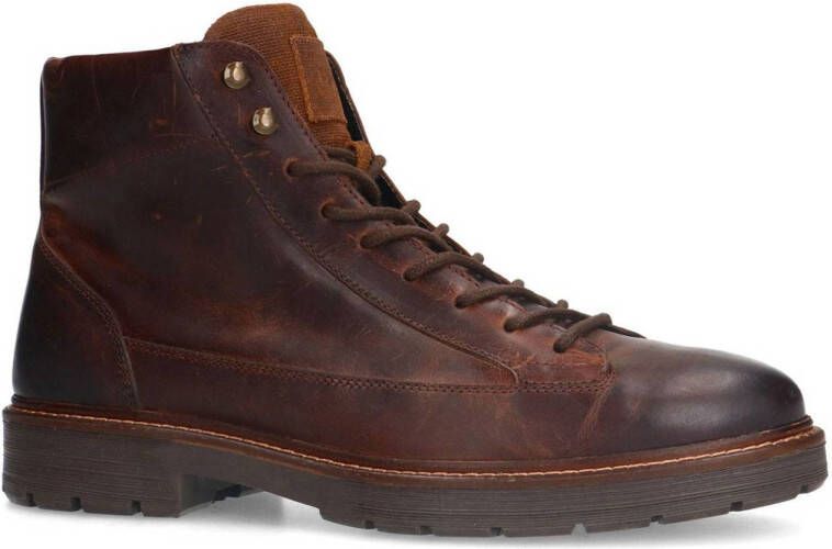 Manfield leren veterboots bruin