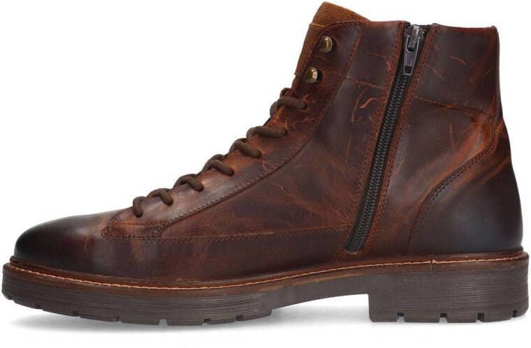 Manfield leren veterboots bruin