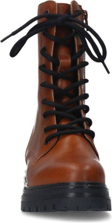 Manfield leren veterboots cognac