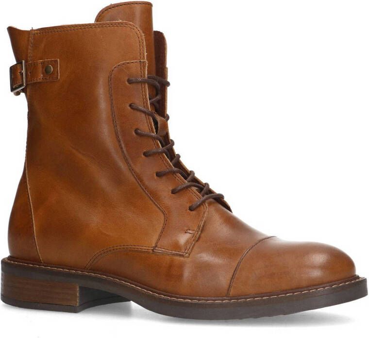 Manfield leren veterboots cognac