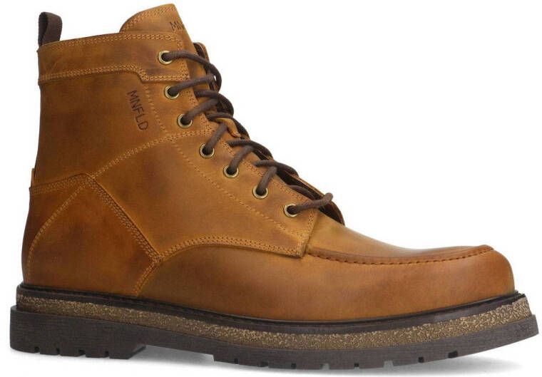 Manfield leren veterboots cognac