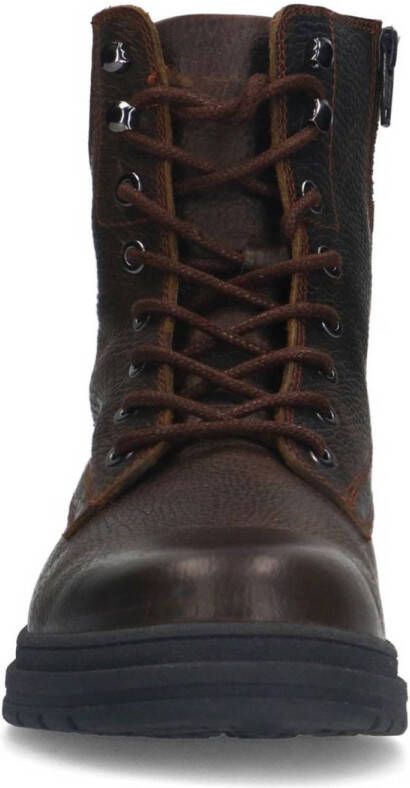 Manfield leren veterboots donkerbruin