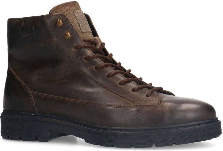 Manfield leren veterboots donkergrijs