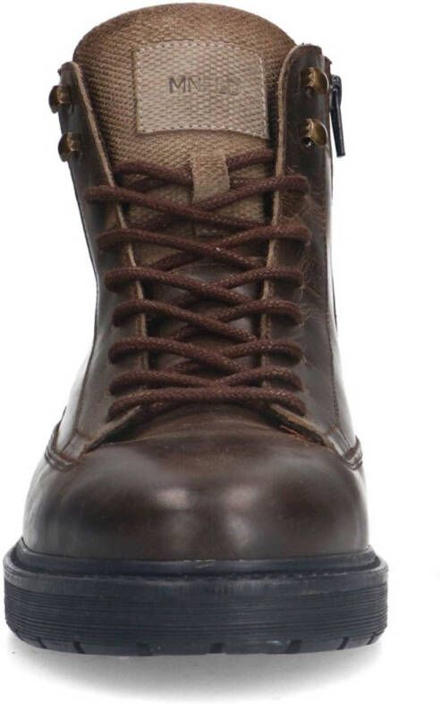 Manfield leren veterboots donkergrijs