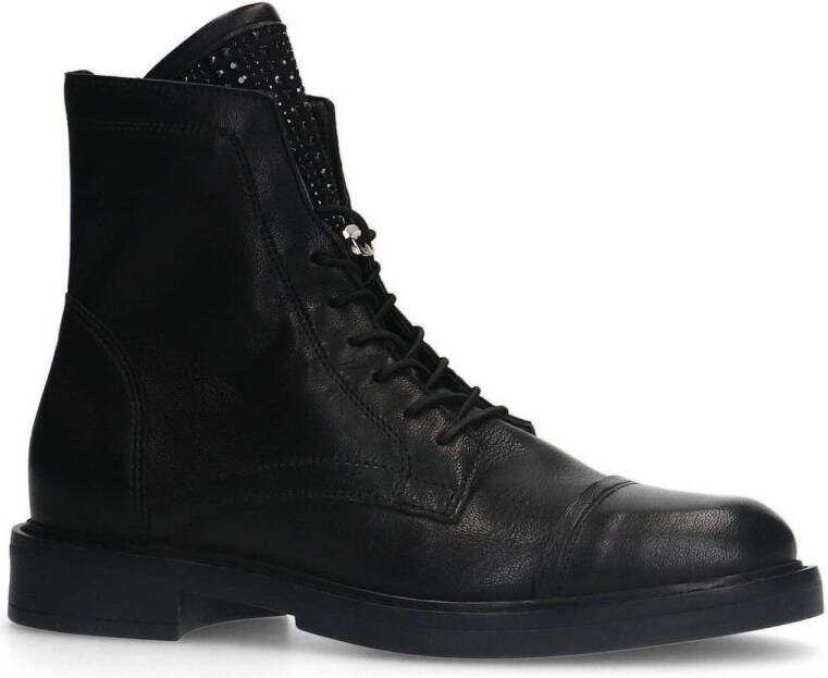 Manfield leren veterboots zwart