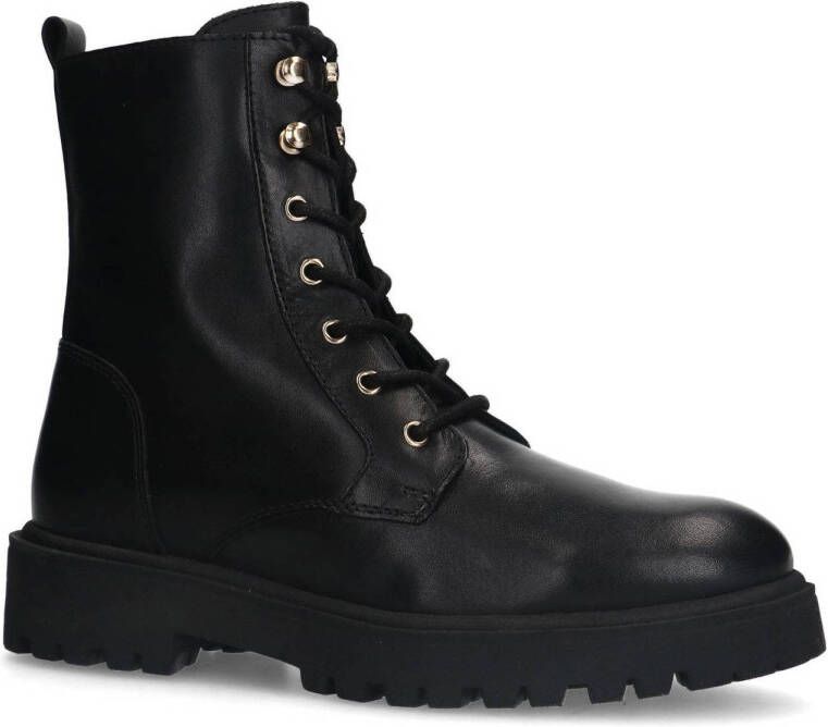 Manfield leren veterboots zwart