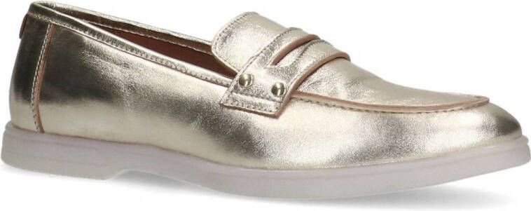 Manfield metallic leren loafers goudkleurig