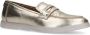 Manfield Dames Metallic gouden leren loafers - Thumbnail 4