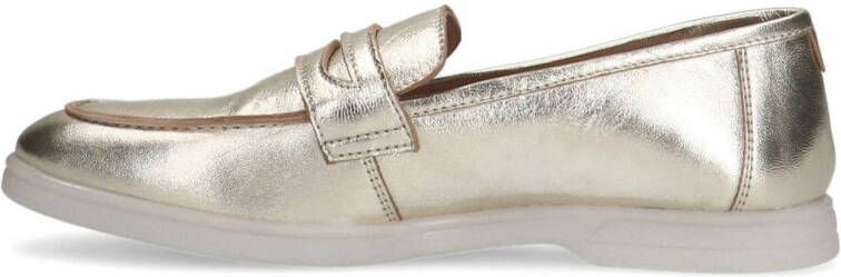 Manfield metallic leren loafers goudkleurig