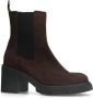 Manfield Dames Bruine suède chelsea boots met hak - Thumbnail 5