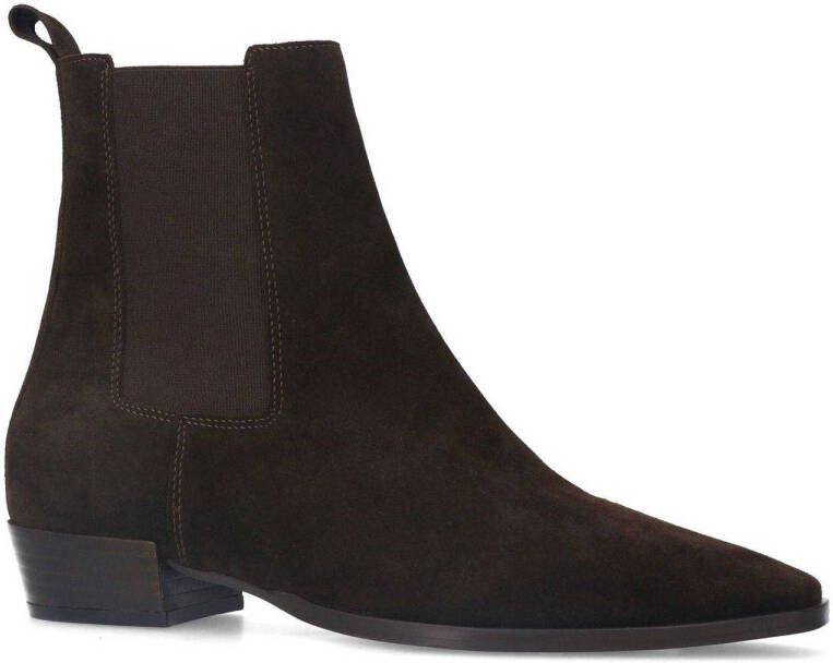 Manfield suède chelsea boots donkerbruin