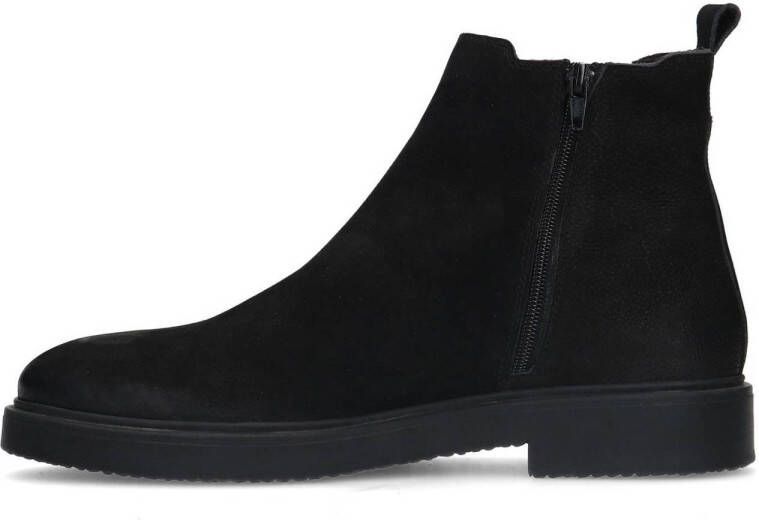 Manfield Heren Zwarte nubuck chelsea boots