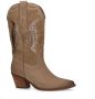 Manfield Dames Bruine nubuck cowboy laarzen met metallic details - Thumbnail 1