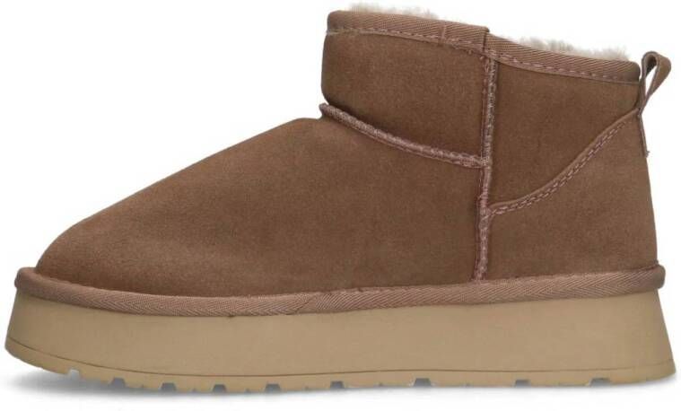 Manfield suède enkelboots beige