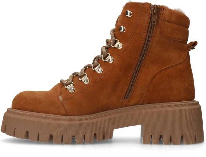 Manfield suède enkelboots cognac