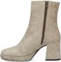 Manfield Dames Beige suède enkellaarsjes met hak - Thumbnail 2