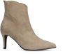 Manfield Dames Beige suède enkellaarsjes met hak - Thumbnail 1