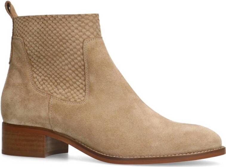 Manfield suède enkellaarzen beige