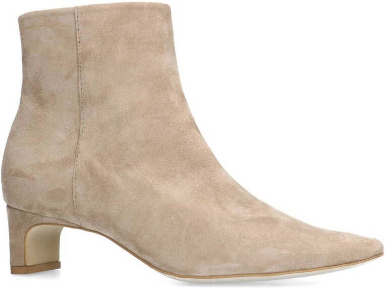 Manfield suède enkellaarzen beige