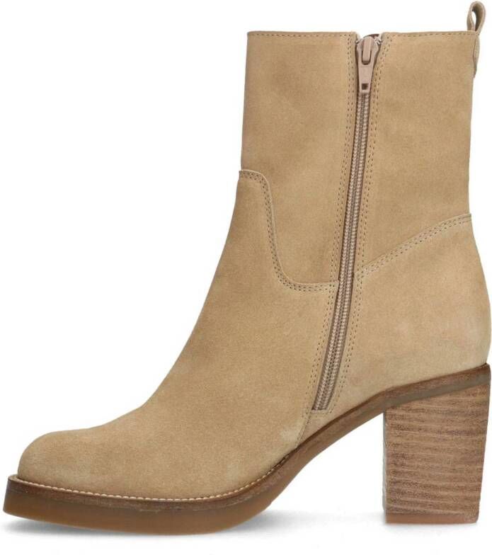 Manfield suède enkellaarzen beige