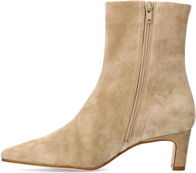 Manfield suède enkellaarzen beige