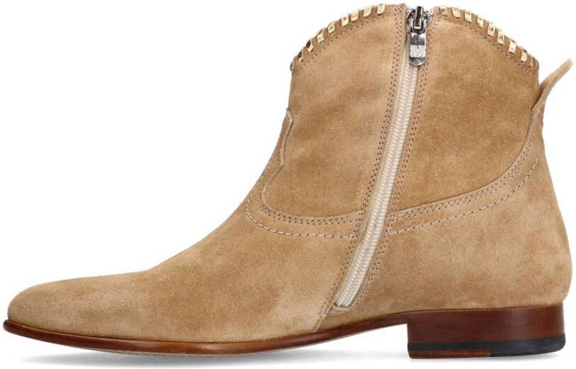 Manfield suède enkellaarzen beige