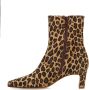 Manfield Dames Suède leopard enkellaarsjes met hak - Thumbnail 3