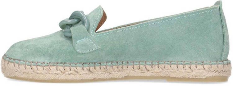 Manfield suède espadrilles met ketting mintgroen