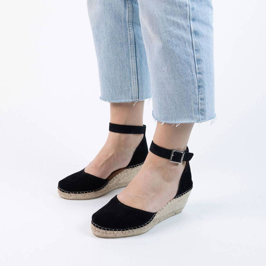 Manfield suède espadrilles zwart