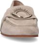 Manfield Dames Beige suède loafers met goudkleurig detail - Thumbnail 5