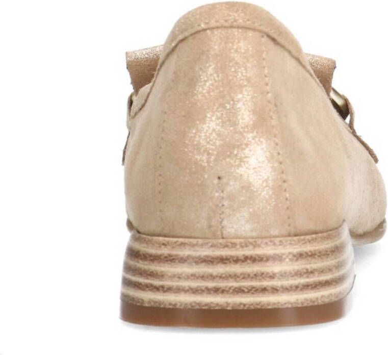 Manfield suède loafers met glitters beige