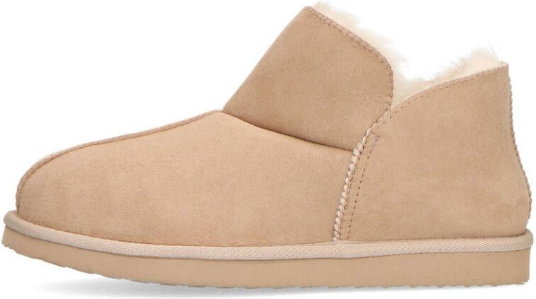 Manfield suède pantoffels beige