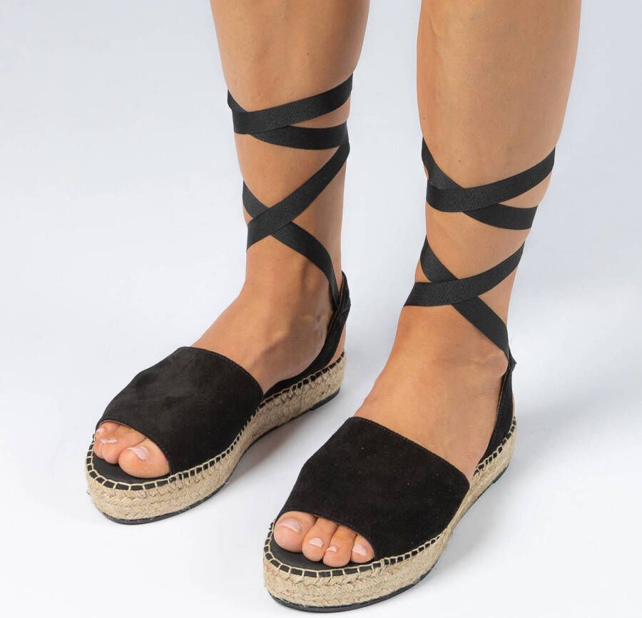 Manfield suède plateau espadrilles zwart