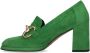 Manfield Dames Groene suède pumps met goudkleurige details - Thumbnail 2