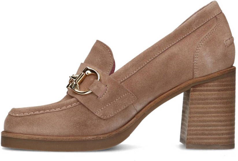 Manfield suède pumps met gesp beige