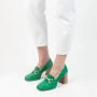 Manfield Dames Groene suède loafer pumps - Thumbnail 2