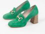 Manfield Dames Groene suède loafer pumps - Thumbnail 3