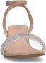 Manfield Dames Beige suède sandalen met hak met strass - Thumbnail 4