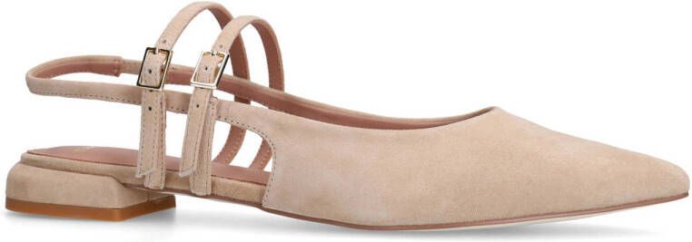 Manfield suède slingback loafers beige